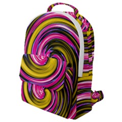 Swirl Vortex Motion Pink Yellow Flap Pocket Backpack (small)