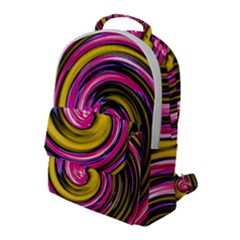 Swirl Vortex Motion Pink Yellow Flap Pocket Backpack (large)