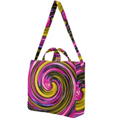 Swirl Vortex Motion Pink Yellow Square Shoulder Tote Bag