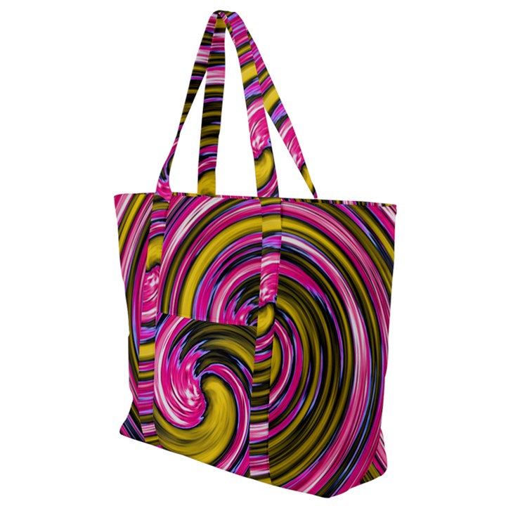 Swirl Vortex Motion Pink Yellow Zip Up Canvas Bag