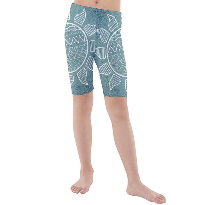 Sun Abstract Summer Kids  Mid Length Swim Shorts