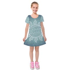 Sun Abstract Summer Kids  Short Sleeve Velvet Dress