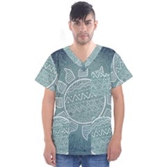 Sun Abstract Summer Men s V-neck Scrub Top