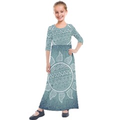 Sun Abstract Summer Kids  Quarter Sleeve Maxi Dress by HermanTelo