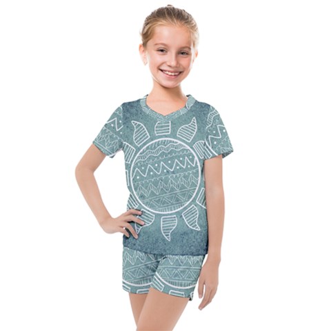 Sun Abstract Summer Kids  Mesh Tee And Shorts Set by HermanTelo