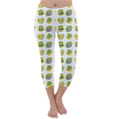 St Patricks Day Background Symbols Capri Winter Leggings 