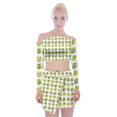 St Patricks Day Background Symbols Off Shoulder Top With Mini Skirt Set by HermanTelo