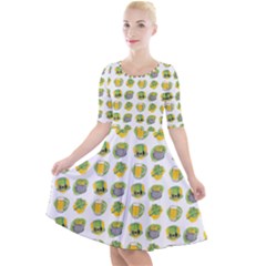 St Patricks Day Background Symbols Quarter Sleeve A-line Dress