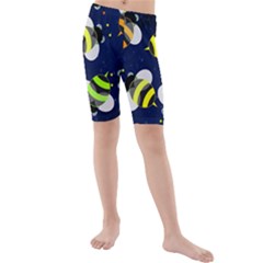 Textured Bee Kids  Mid Length Swim Shorts