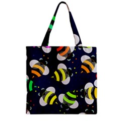 Textured Bee Zipper Grocery Tote Bag