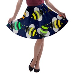 Textured Bee A-line Skater Skirt