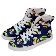 Textured Bee Women s Hi-top Skate Sneakers by HermanTelo