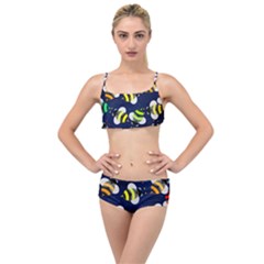 Textured Bee Layered Top Bikini Set