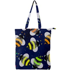 Textured Bee Double Zip Up Tote Bag