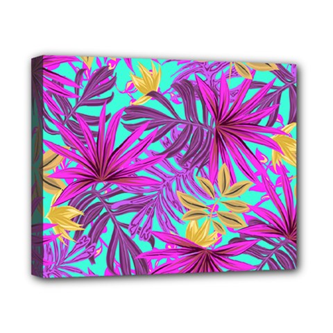 Tropical Greens Pink Leaves Canvas 10  X 8  (stretched)