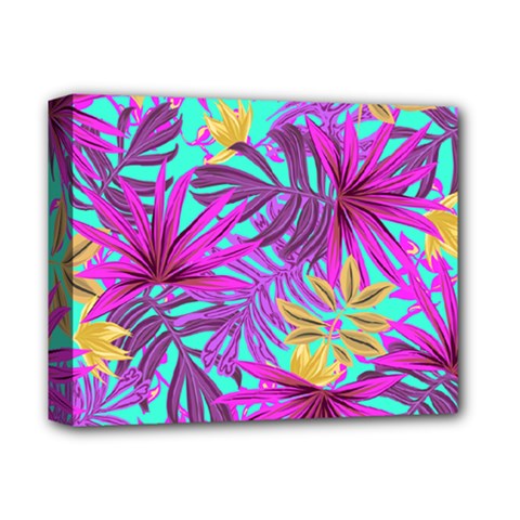 Tropical Greens Pink Leaves Deluxe Canvas 14  X 11  (stretched)