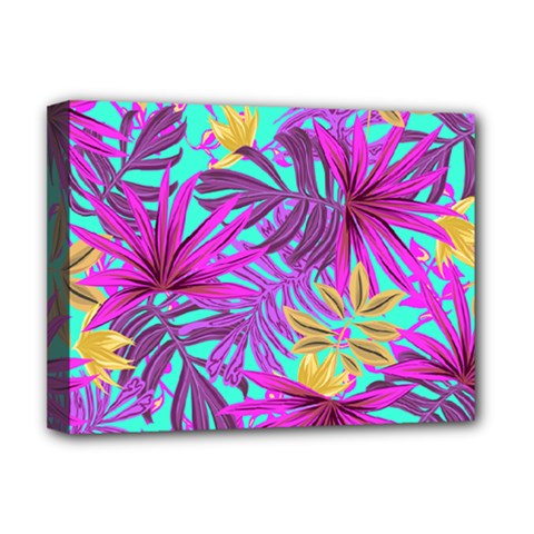 Tropical Greens Pink Leaves Deluxe Canvas 16  X 12  (stretched) 