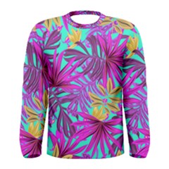 Tropical Greens Pink Leaves Men s Long Sleeve Tee by HermanTelo