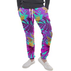 Tropical Greens Pink Leaves Men s Jogger Sweatpants