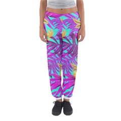 Tropical Greens Pink Leaves Women s Jogger Sweatpants by HermanTelo