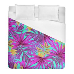 Tropical Greens Pink Leaves Duvet Cover (full/ Double Size) by HermanTelo