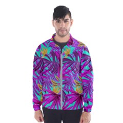 Tropical Greens Pink Leaves Men s Windbreaker