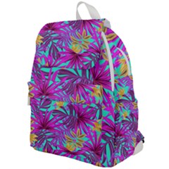 Tropical Greens Pink Leaves Top Flap Backpack