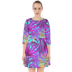 Tropical Greens Pink Leaves Smock Dress by HermanTelo