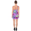 Tropical Greens Pink Leaves One Soulder Bodycon Dress View2