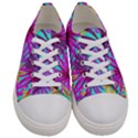 Tropical Greens Pink Leaves Women s Low Top Canvas Sneakers View1