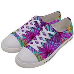 Tropical Greens Pink Leaves Women s Low Top Canvas Sneakers