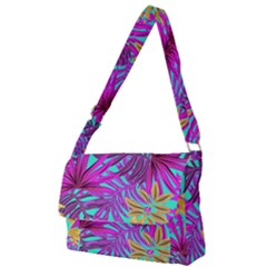 Tropical Greens Pink Leaves Full Print Messenger Bag