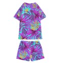 Tropical Greens Pink Leaves Kids  Swim Tee and Shorts Set View2