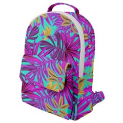 Tropical Greens Pink Leaves Flap Pocket Backpack (small) by HermanTelo