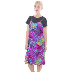 Tropical Greens Pink Leaves Camis Fishtail Dress by HermanTelo