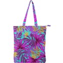 Tropical Greens Pink Leaves Double Zip Up Tote Bag View1