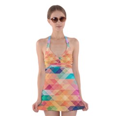 Texture Triangle Halter Dress Swimsuit 