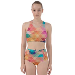 Texture Triangle Racer Back Bikini Set