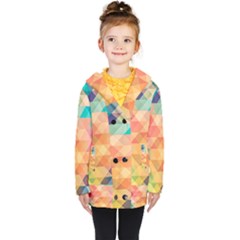 Texture Triangle Kids  Double Breasted Button Coat