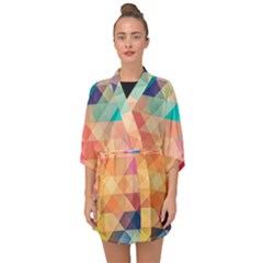 Texture Triangle Half Sleeve Chiffon Kimono