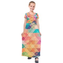 Texture Triangle Kids  Short Sleeve Maxi Dress by HermanTelo