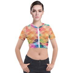 Texture Triangle Short Sleeve Cropped Jacket