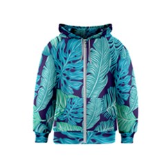 Tropical Greens Leaves Banana Kids  Zipper Hoodie