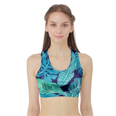 Tropical Greens Leaves Banana Sports Bra With Border by HermanTelo