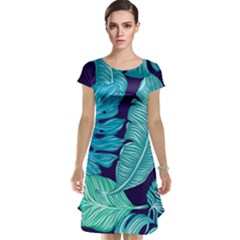 Tropical Greens Leaves Banana Cap Sleeve Nightdress