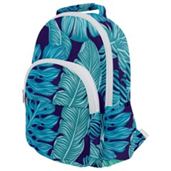 Tropical Greens Leaves Banana Rounded Multi Pocket Backpack