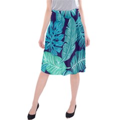 Tropical Greens Leaves Banana Midi Beach Skirt by HermanTelo