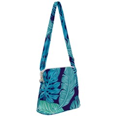 Tropical Greens Leaves Banana Zipper Messenger Bag