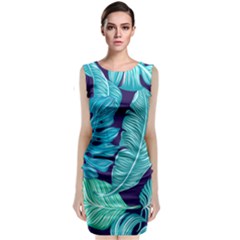 Tropical Greens Leaves Banana Classic Sleeveless Midi Dress