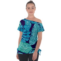 Tropical Greens Leaves Banana Tie-up Tee